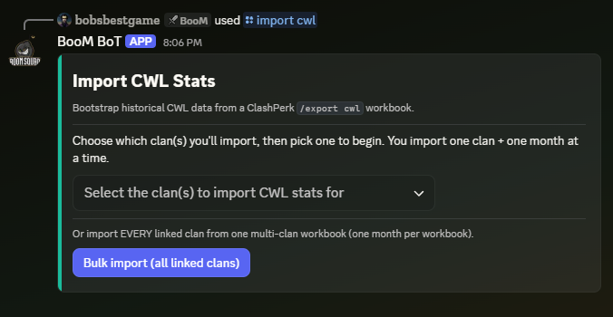 Choosing clans to import