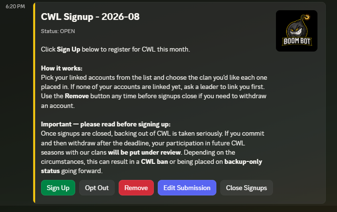 The public signup board